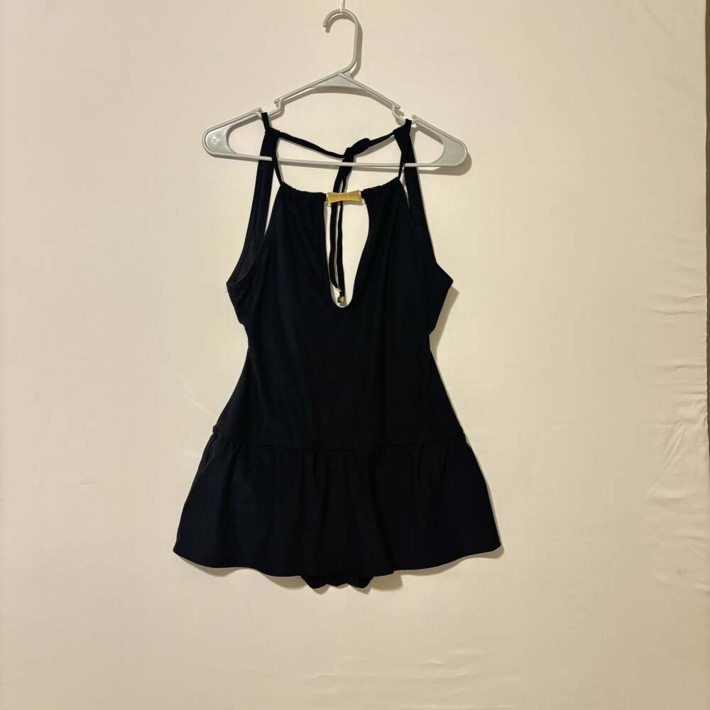 Kate Spade‎ Black One Piece Swimsuit romper Gold Detail size M